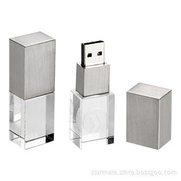 Crystal USB Flash Drives, Support Plug-and-play Function with 128MB to 16GB Memory Capacity